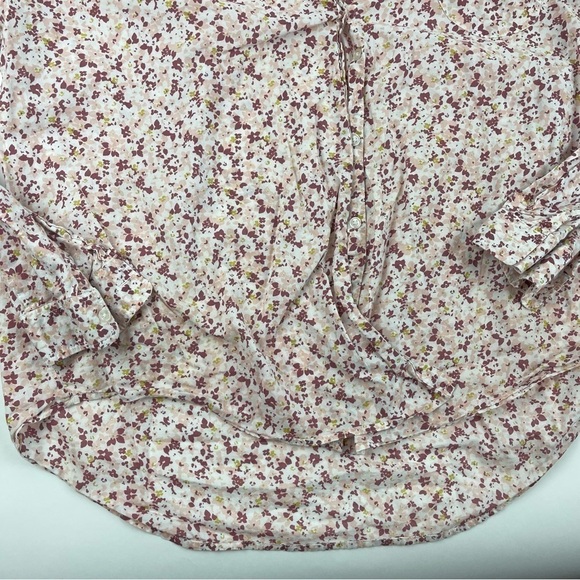 Merona Button Up Shirt Womens Juniors 3 Pink Floral - Picture 8 of 9